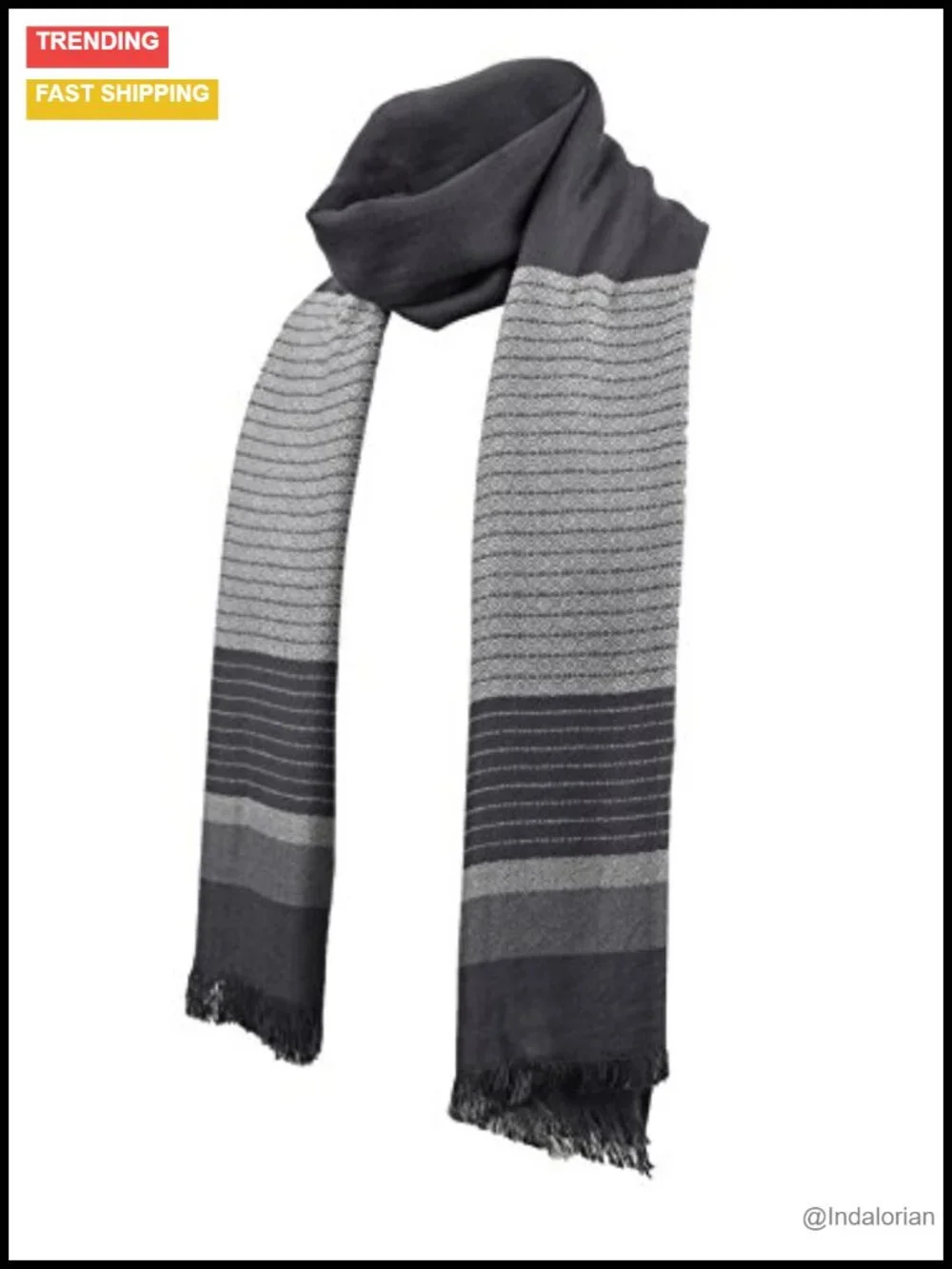 Men's Winter Cashmere Scarf Stripes Warm Soft Scarf with Tassel Luxurious
